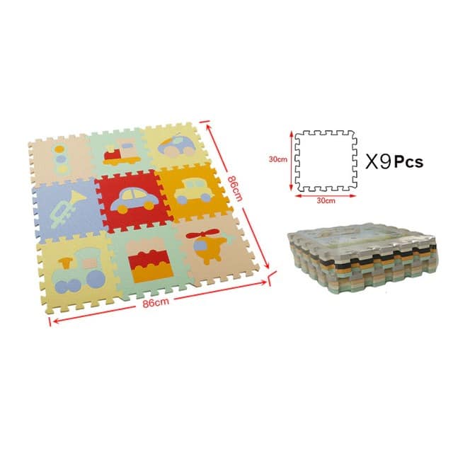 Tapis mousse pour chambre bébé avec dessins de jouets voiture