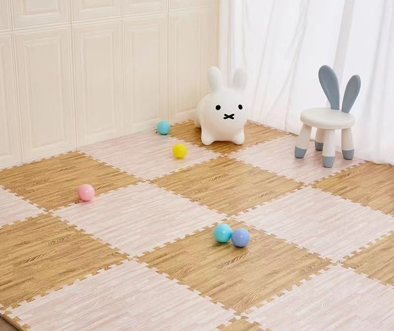 Tapis puzzle de sol bébé en mousse style parquet