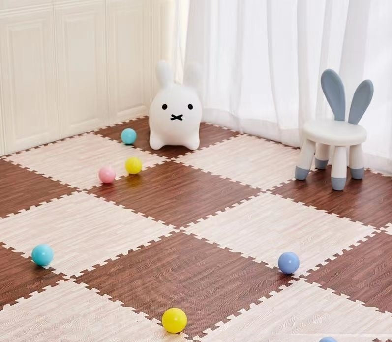 Tapis puzzle de sol bébé en mousse style parquet