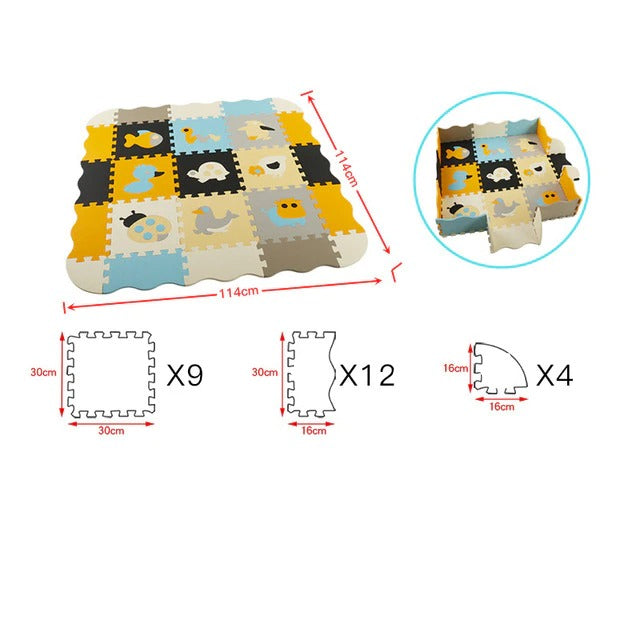 Tapis mousse dessin d'animaux avec clôture