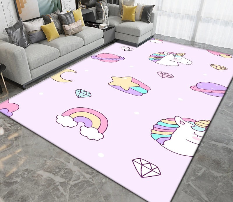 Tapis licorne pour chambre d'enfant rose pâle