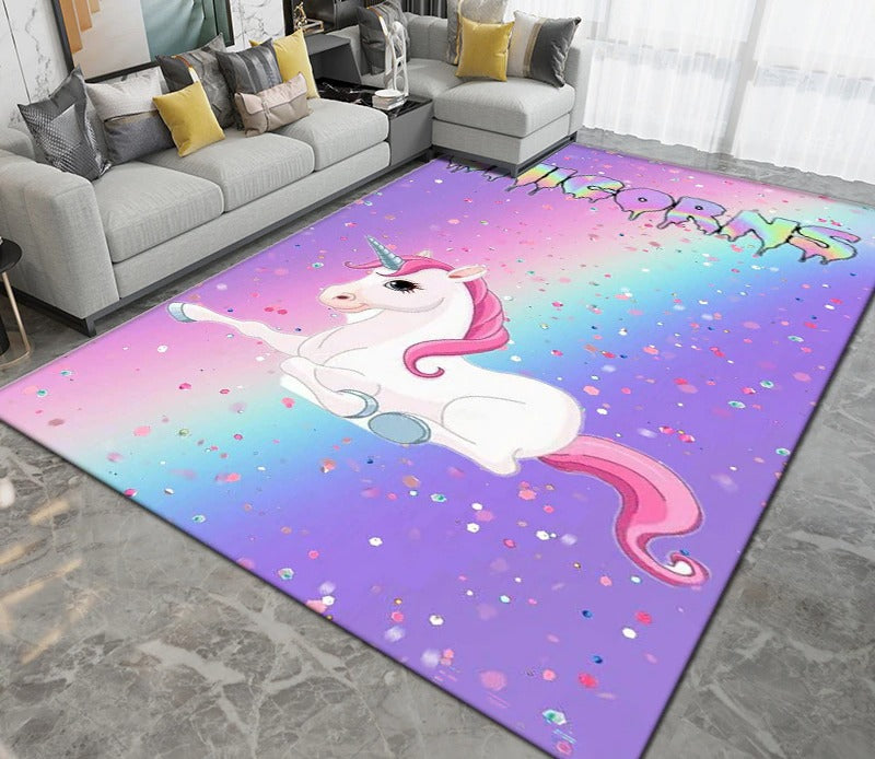 Tapis licorne pour chambre d'enfant multicolore