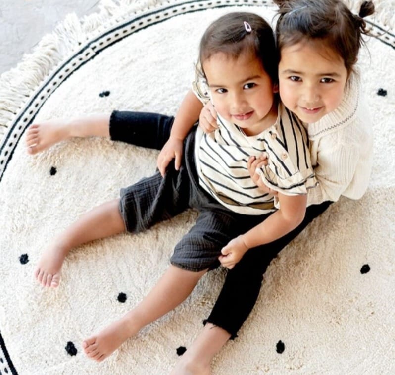 Tapis rond à franges pour chambre d'enfant
