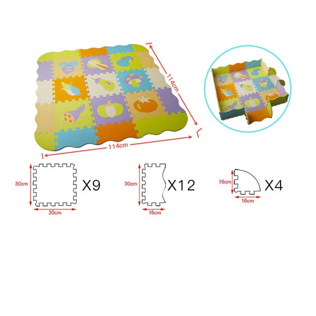 Tapis mousse fruits et légumes avec clôture