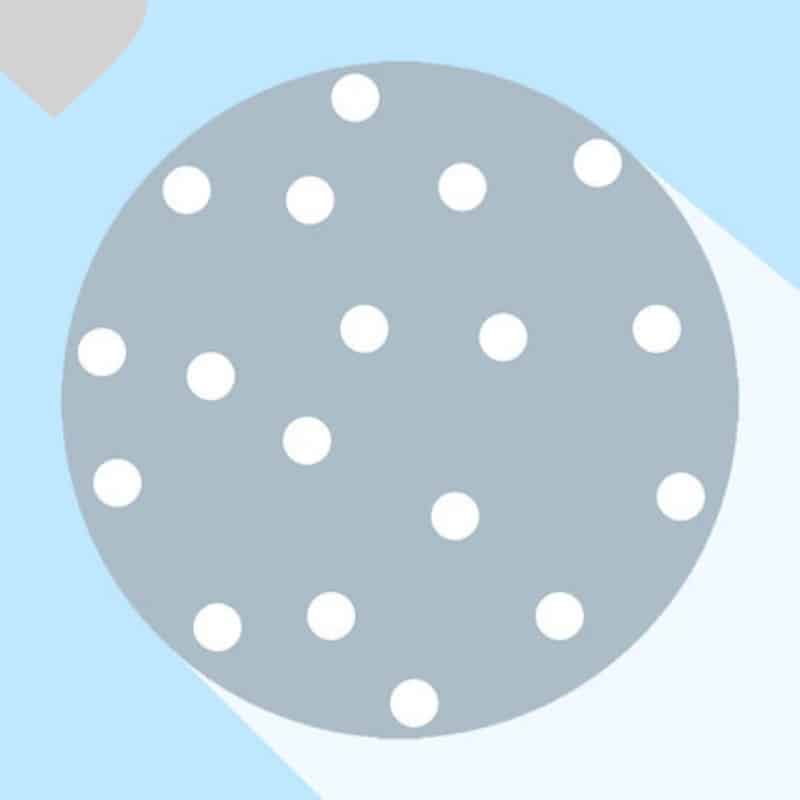 Tapis bleu rond pour chambre d'enfant avec des ronds blancs