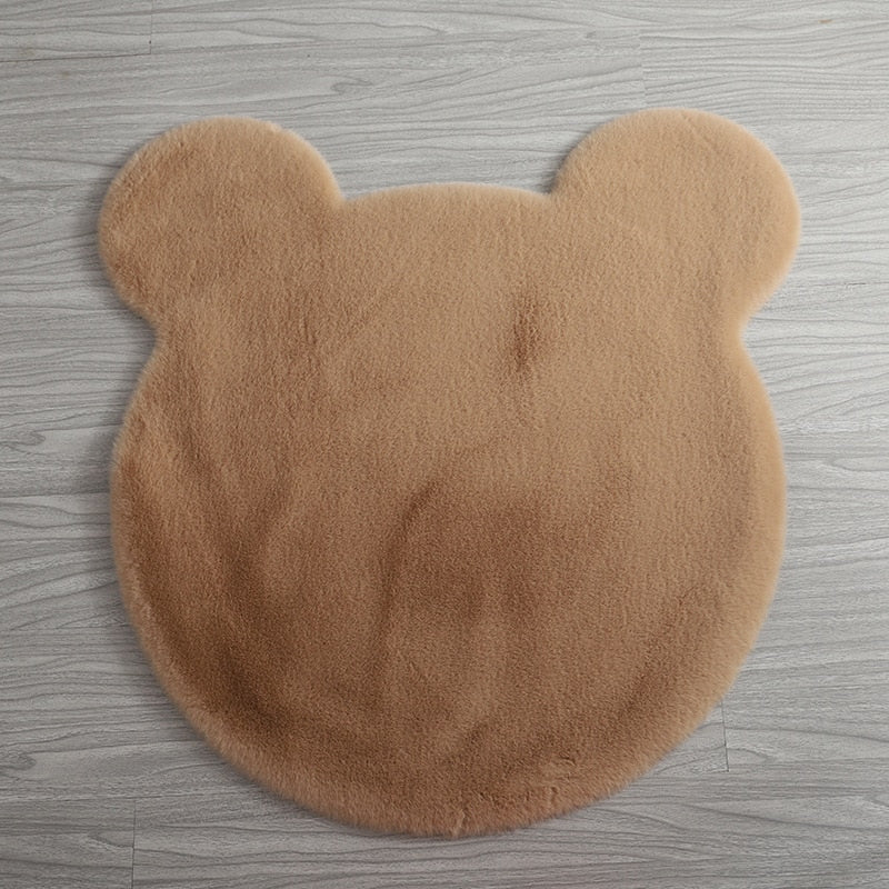 Tapis chambre enfant tête ours marron