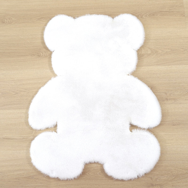 Tapis de sol moelleux en forme de nounours blanc