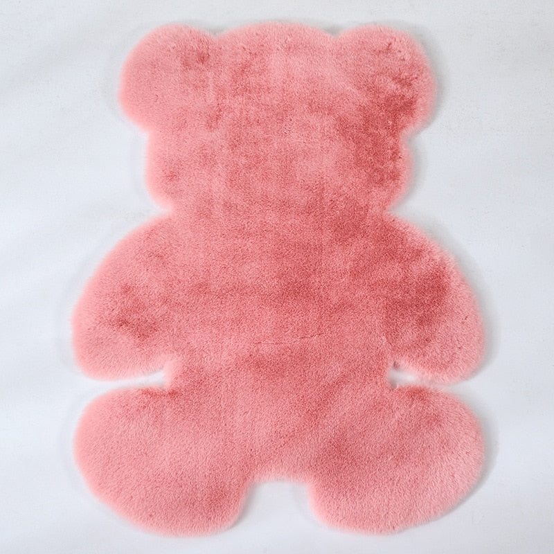 Tapis de sol moelleux en forme de nounours rose