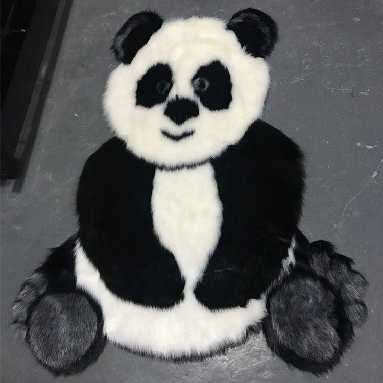 Tapis chambre enfant panda poils longs
