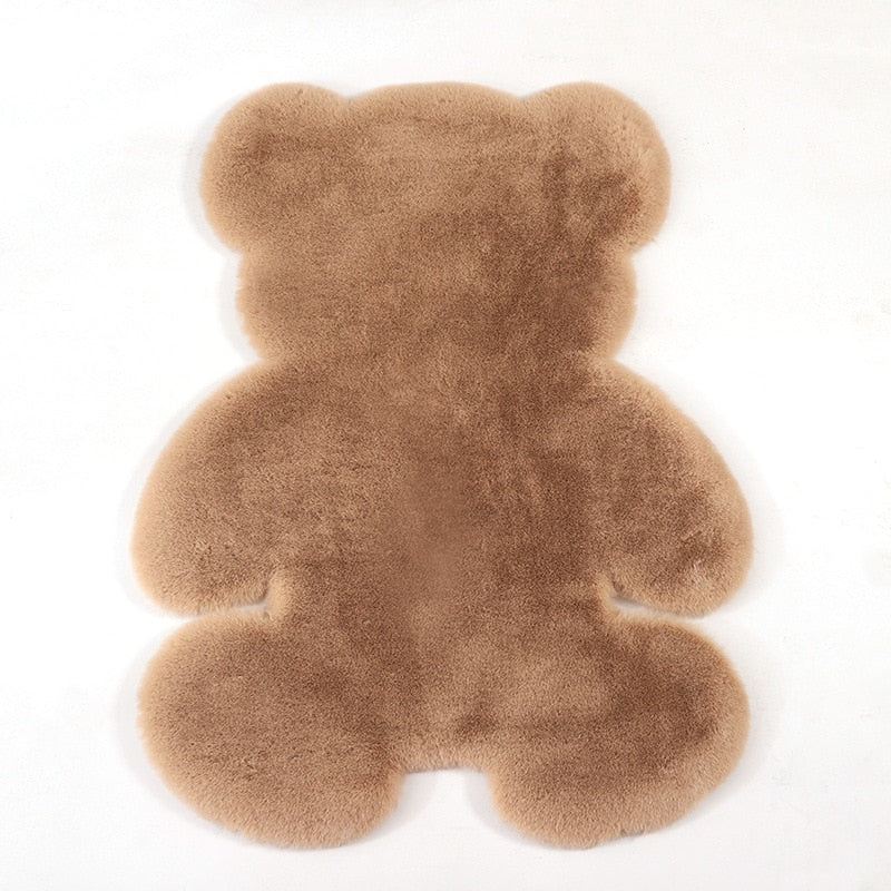Tapis de sol moelleux en forme de nounours marron