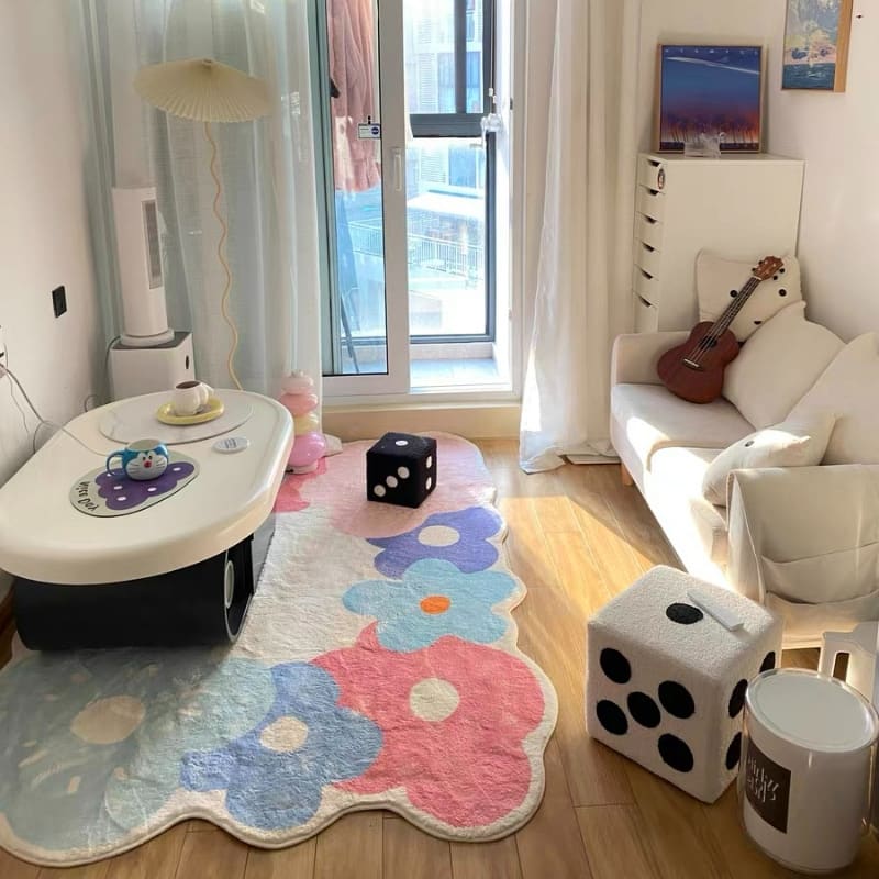 Tapis chambre enfant avec des fleurs