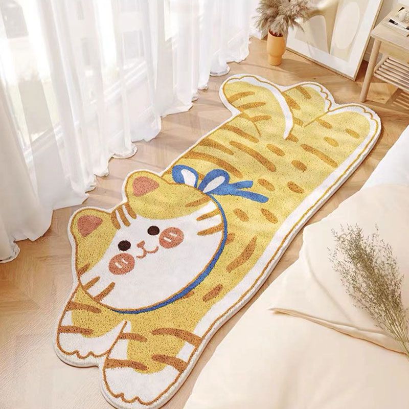 Tapis chambre enfant chat jaune