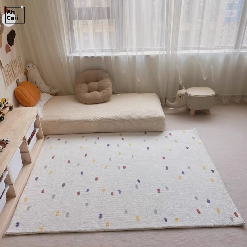 Tapis à pois colorés pour chambre d'enfant