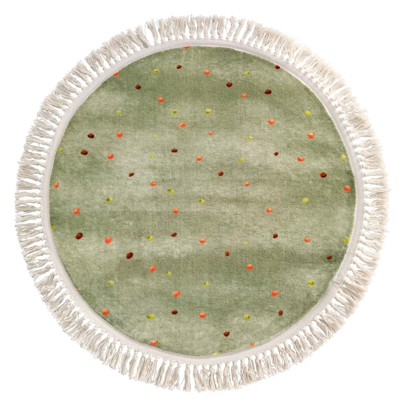 Tapis rond avec frange pour chambre d'enfant
