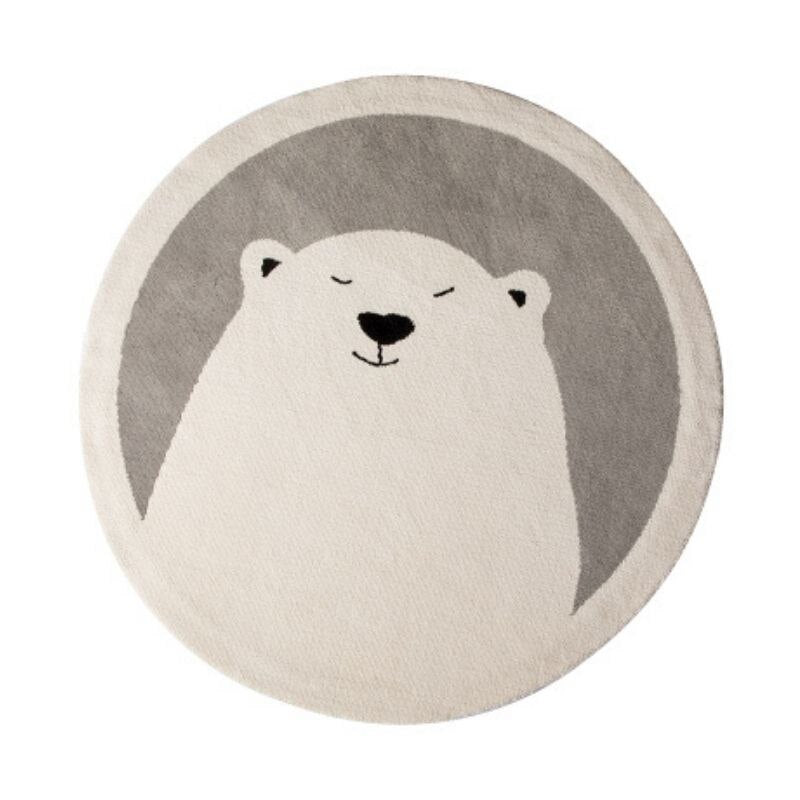 Tapis rond ours gris pour chambre enfant