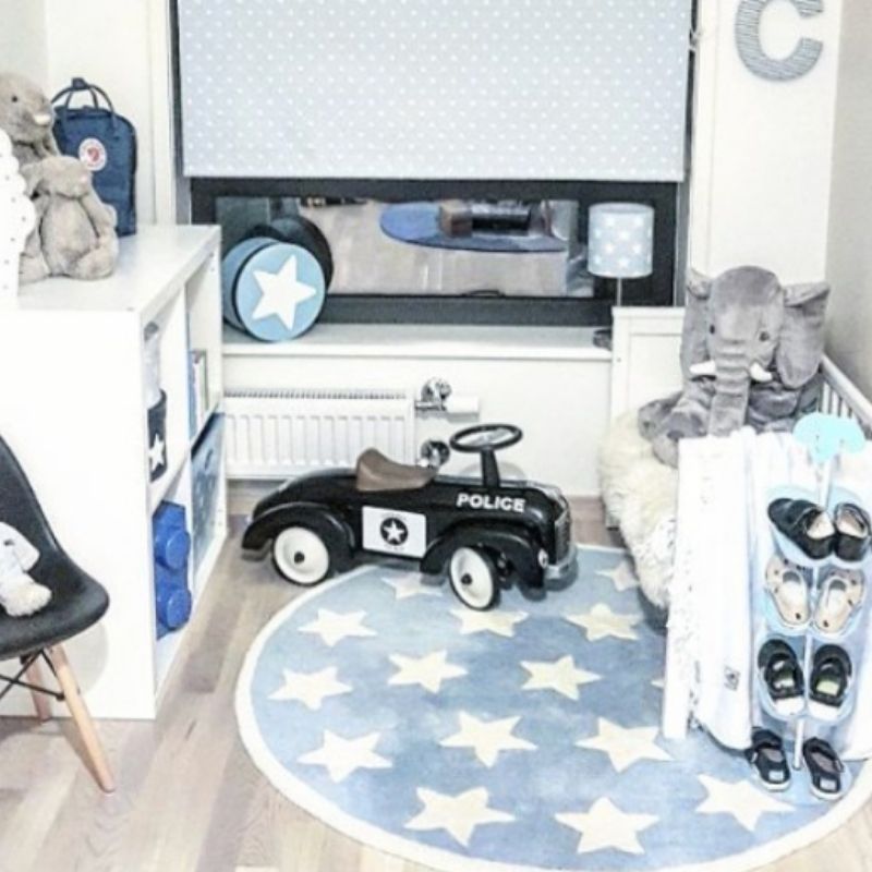 Tapis chambre enfant rond étoiles