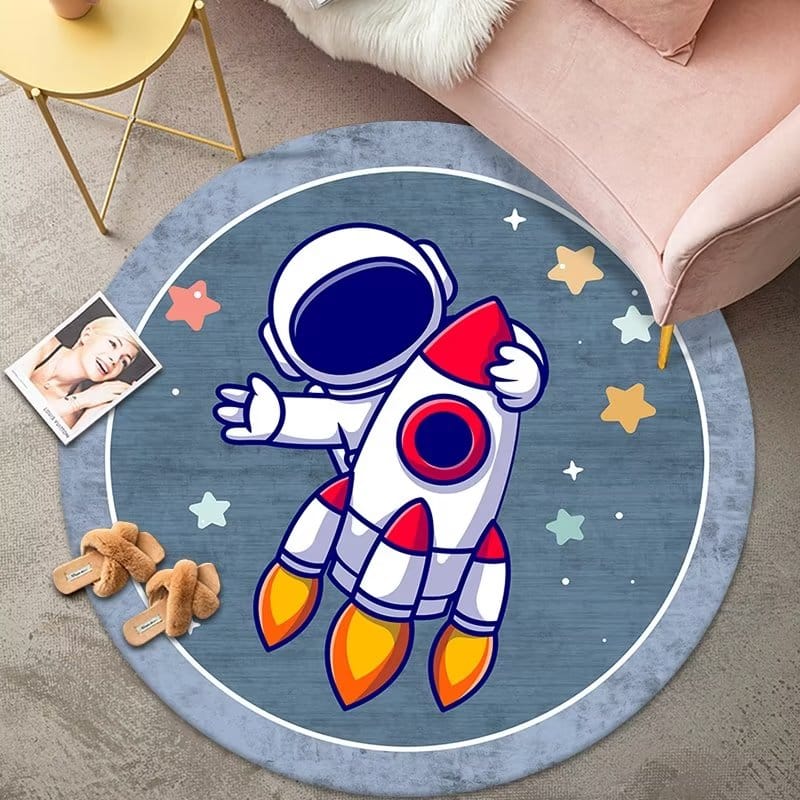 Tapis chambre enfant rond astronaute