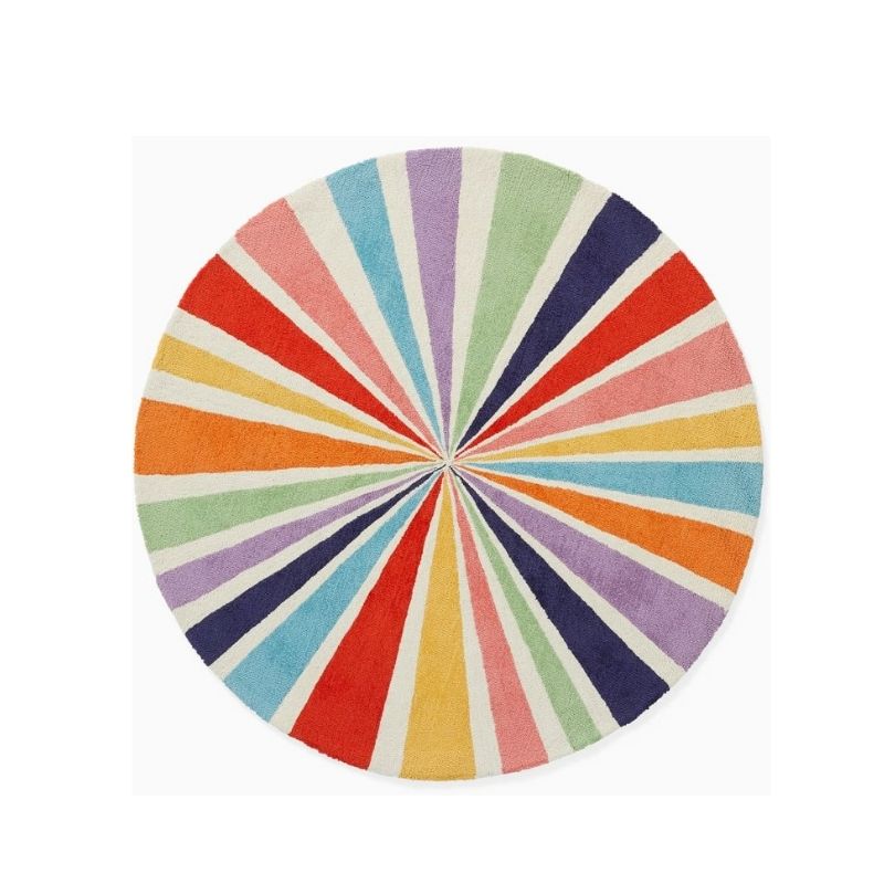 Tapis rond chambre enfant arc-en-ciel