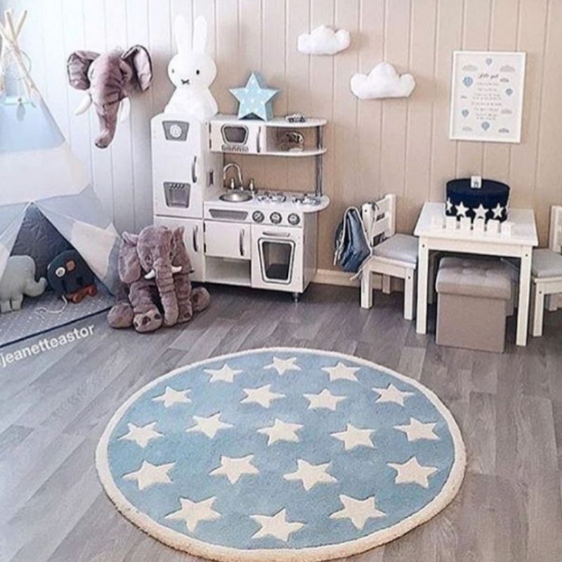 Tapis chambre enfant rond étoiles
