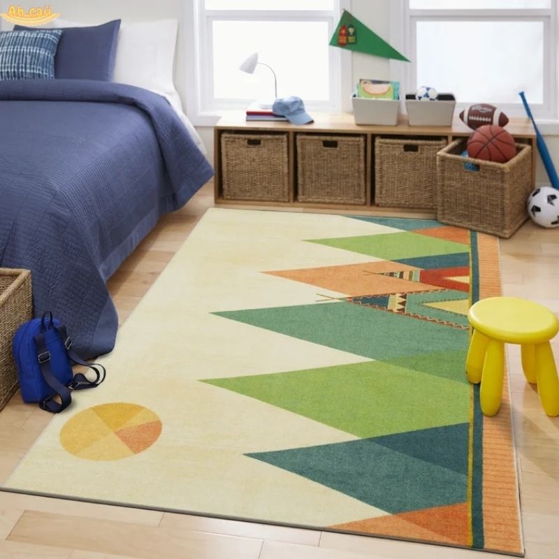 Tapis chambre enfant indien avec tipis