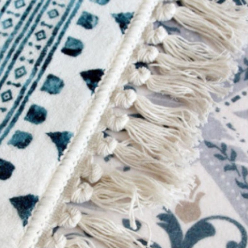 Tapis rond avec frange pour chambre d'enfant