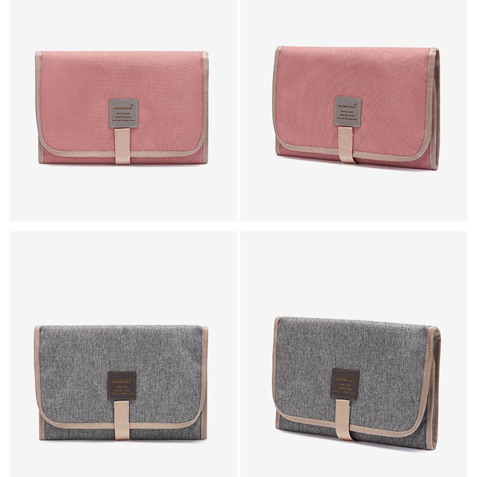 Tapis à langer portable gris et rose