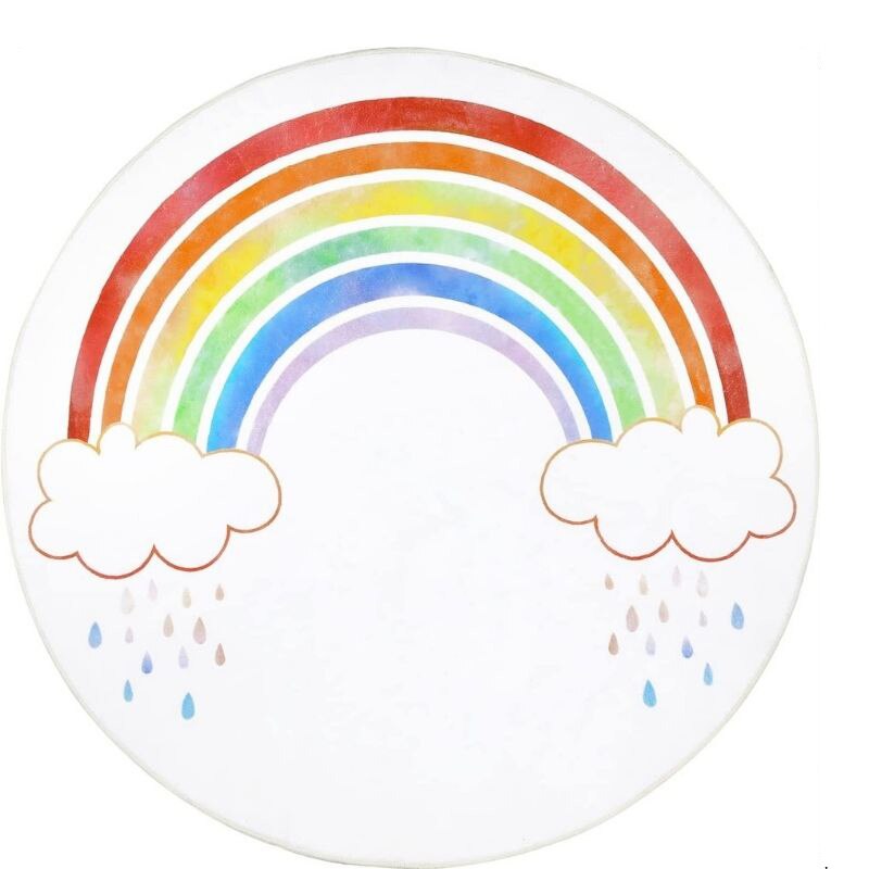 Tapis rond chambre d'enfant avec dessin arc-en-ciel