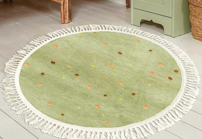 Tapis rond avec frange pour chambre d'enfant