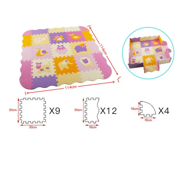 Tapis mousse dessin d'animaux avec clôture