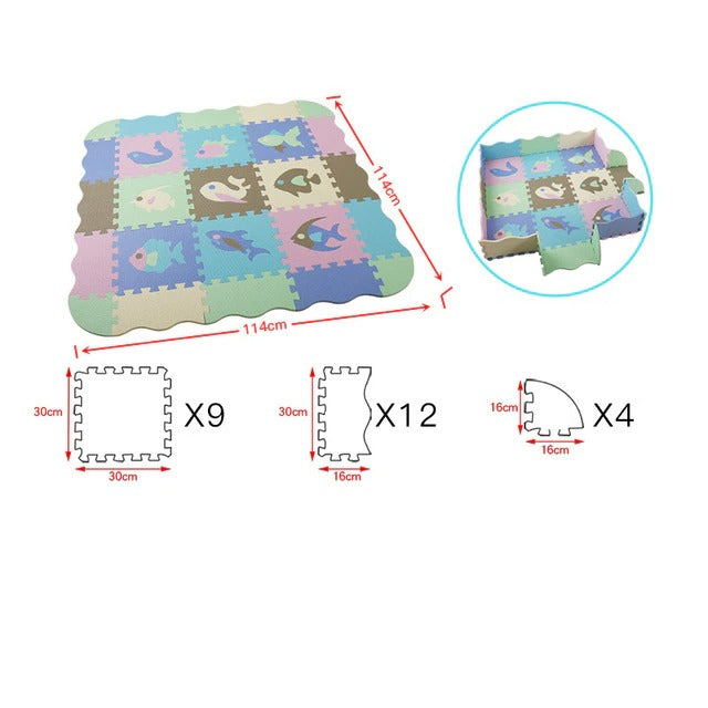 Tapis mousse dessin d'animaux avec clôture