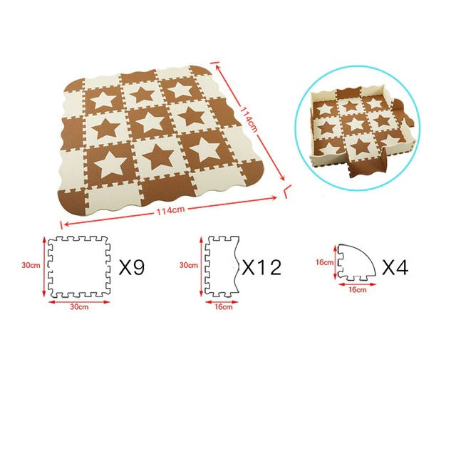 Tapis mousse formes géométriques en étoiles avec clôture