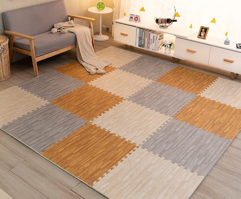Tapis puzzle de sol bébé en mousse style parquet