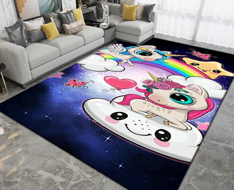Tapis licorne pour chambre d'enfant espace