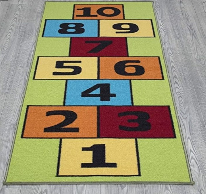 Tapis marelle vert pour chambre d'enfant