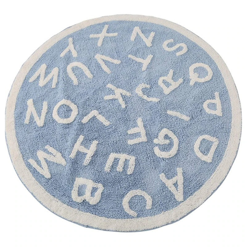 Tapis chambre enfant éducatif alphabet bleu