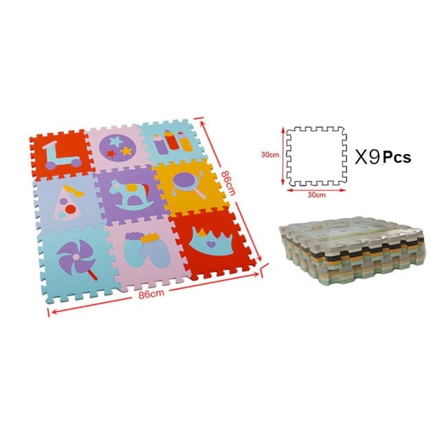 Tapis mousse pour chambre bébé avec dessins de jouets