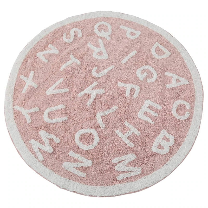 Tapis chambre enfant éducatif alphabet rose