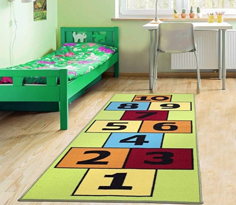 Tapis marelle vert pour chambre d'enfant