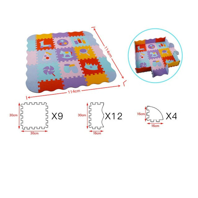 Tapis mousse dessin de jouets avec clôture