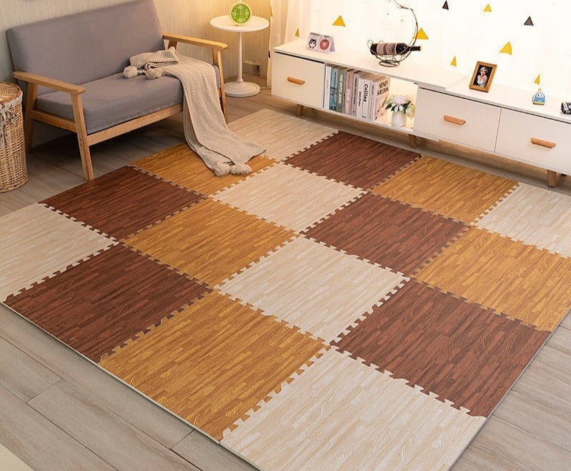 Tapis puzzle de sol bébé en mousse style parquet