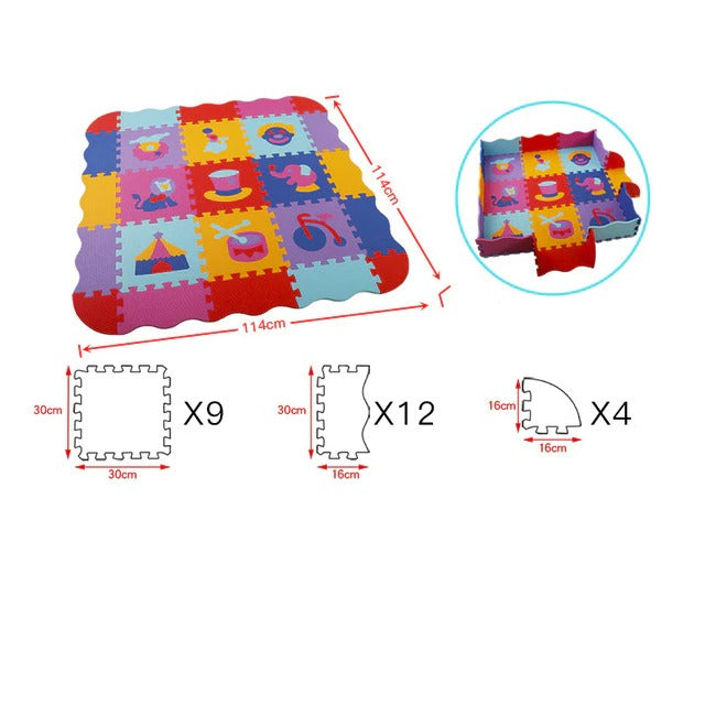 Tapis mousse dessin de jouets avec clôture