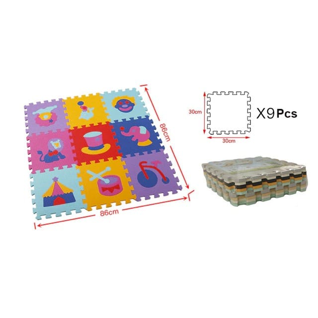 Tapis mousse pour chambre bébé avec dessins de jouets cirque