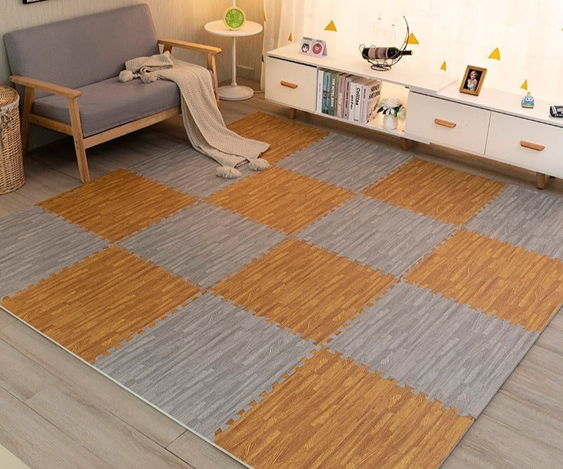 Tapis puzzle de sol bébé en mousse style parquet