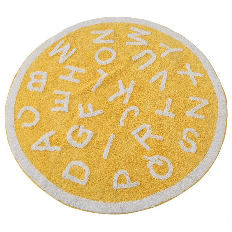 Tapis chambre enfant éducatif alphabet jaune