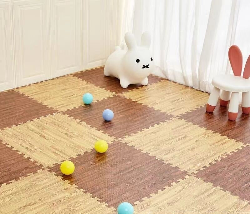 Tapis puzzle de sol bébé en mousse style parquet