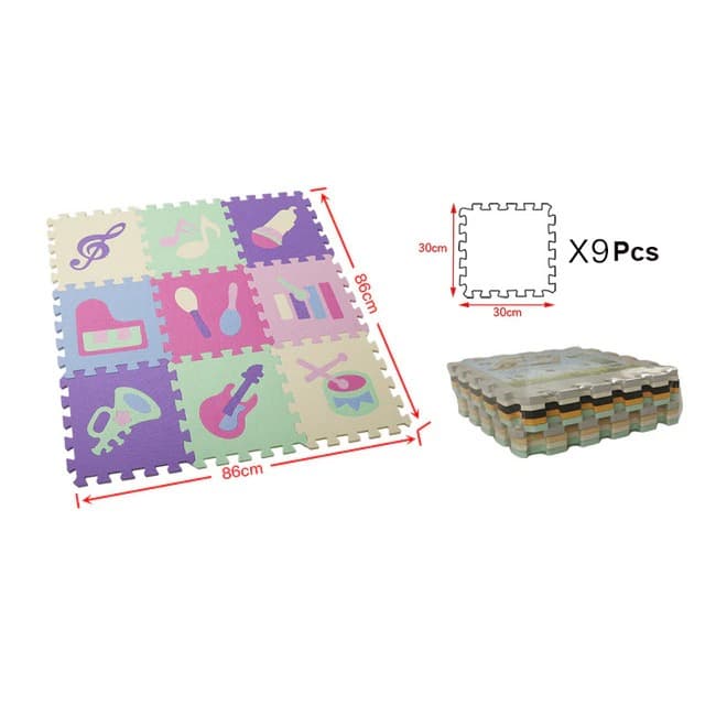 Tapis mousse pour chambre bébé avec dessins de jouets musique