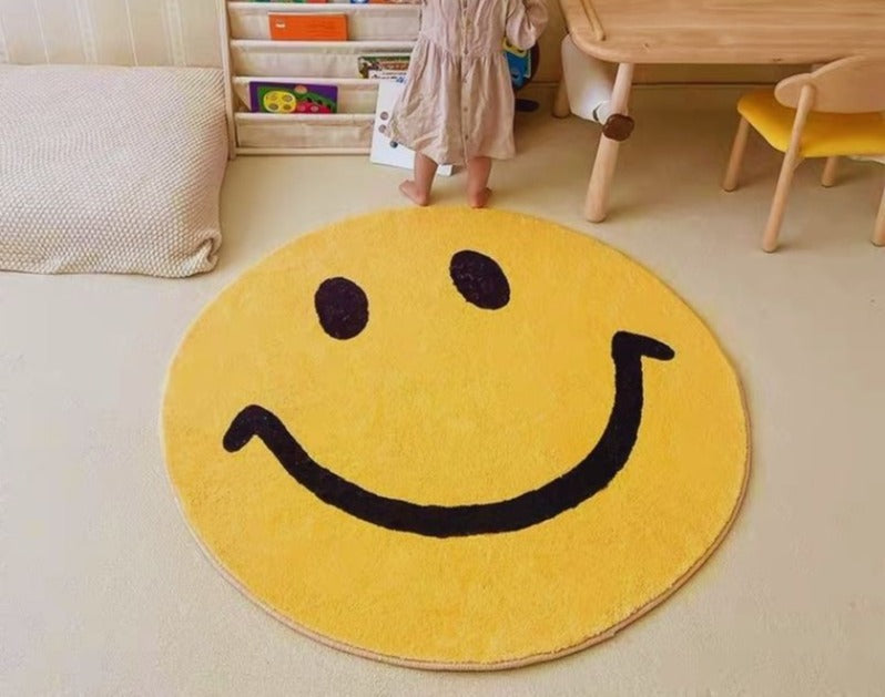 Tapis rond smiley chambre d'enfant