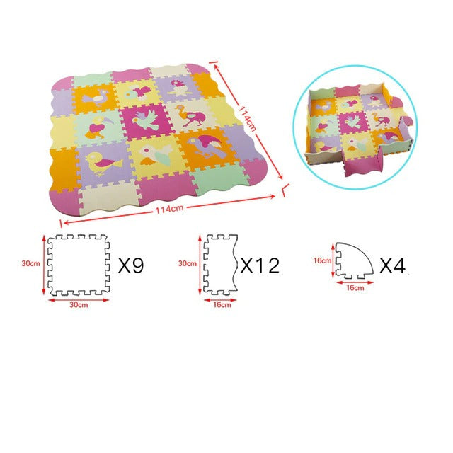 Tapis mousse dessin d'animaux avec clôture