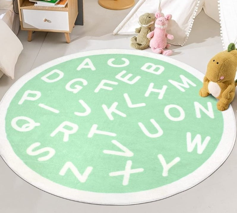 Tapis chambre enfant éducatif vert clair