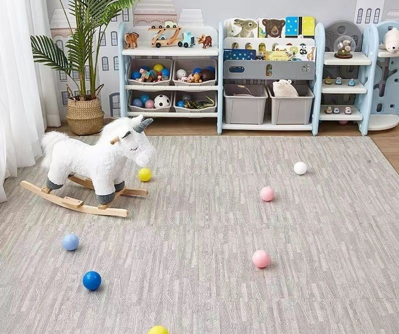Tapis puzzle de sol bébé en mousse style parquet